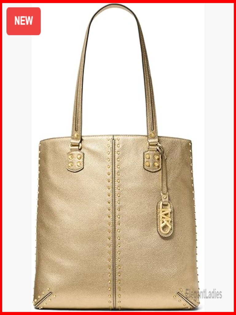 Large Leather Tote Bag With Studded Detail And Magnetic Closure